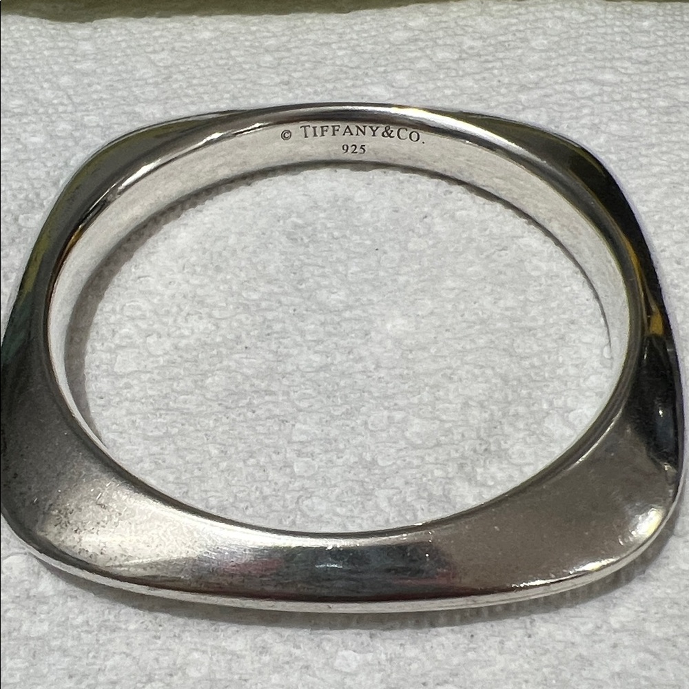 Tiffany & Co. Sterling Silver Square Cushion Bangle Bracelet